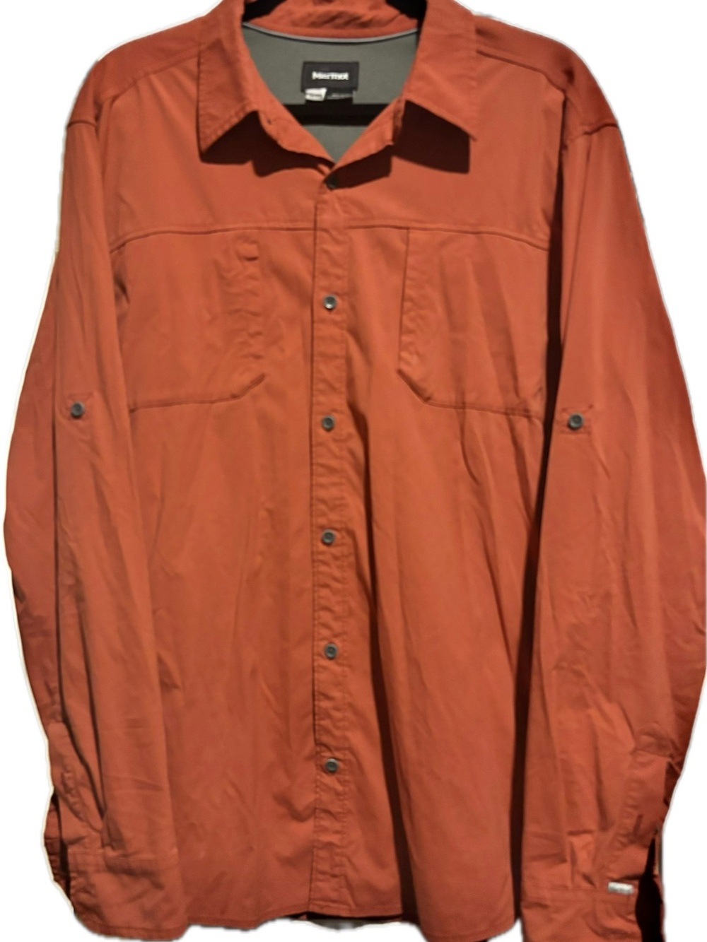 Marmot Trient Hiking Shirt Burnt Orange Mens XL Lightweight Fishing Outdoor